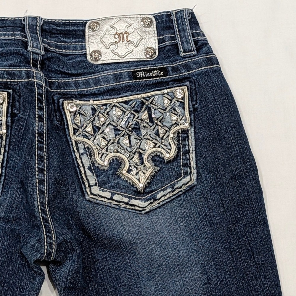Miss Me Signature Bootcut Jeans Dark Wash Embellished Y2K JW7098BD Size 30
